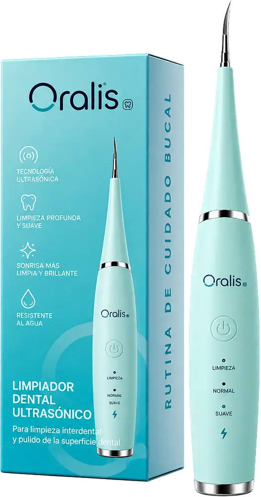 Limpiador dental ultras&oacute;nico Oralis con su caja
